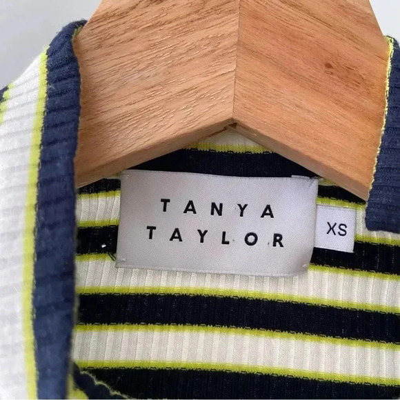 Tanya Taylor Ribbed Stripe Pearl Snap Detail Mockneck - Picture 4 of 7